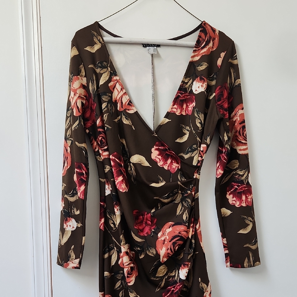 Floral V-Neck Long Sleeve Dress